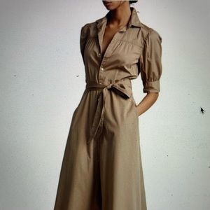 Polo by Ralph Lauren Tan Shirt Dress Work Tie Waist Belt Size 0 $398